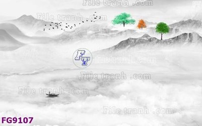 File tranh gốc in trần nhà File in tranh tường hiện đại đẹp FG9107 3D