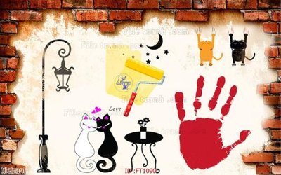 File in trần File psd tường quán cà phê FT1090 (bản gốc 3D) sống động