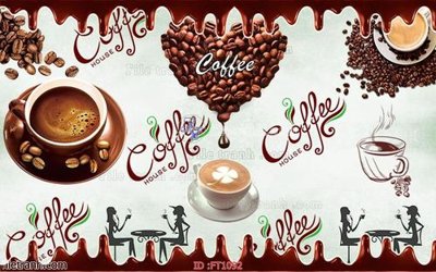 File tranh ảnh gốc File psd tường quán cà phê FT1092 dùng cho in khổ lớn