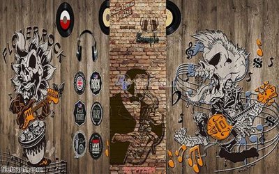 File gốc File psd tường quán cà phê FT1324 (in tráng gương) nghệ thuật