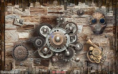 File gốc File psd tường quán cà phê FT1457 (in lụa) tranh mã đáo