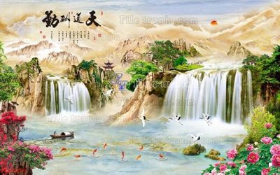 File gốc File in tranh tường 3D FT200279 (in lụa) tranh thuận buồm