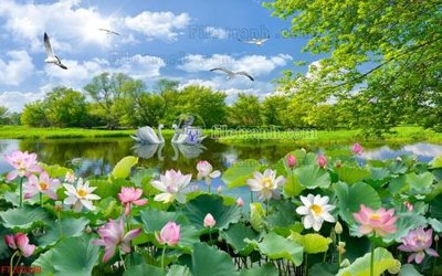 File in trần File in tranh tường 3D FT200348 (bản gốc) hoa văn