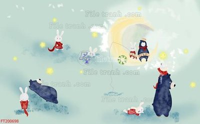 File tranh File in tranh tường 3D FT200698 (gốc) chủ đề động vật