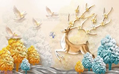 File in trần File in tranh tường 3D FT202598 (bản gốc) hoa văn