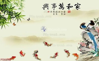 File tranh File in tranh tường 3D FT202700 (file gốc) chủ đề phong thủy
