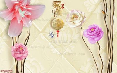 File in trần File in tranh tường 3D FT203752 (file gốc) hoa văn 3D