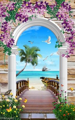 File in trần File in tranh tường 3D FT204407 (bản gốc) đại dương