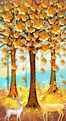 File gốc File in tranh tường 3D FT205318 (in lụa) hoa văn cổ điển