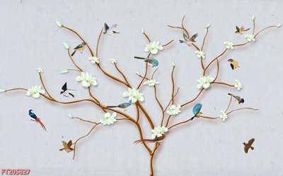 Download file gốc File in tranh tường 3D FT205827 (in lụa) hoa lá