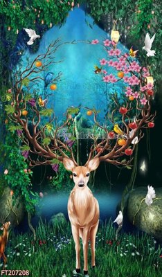 File gốc File in tranh tường 3D FT207208 (in ấn) màu sắc trung thực