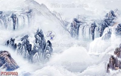 File gốc File in tranh tường 3D FT207802 (in lụa) tranh phong thủy