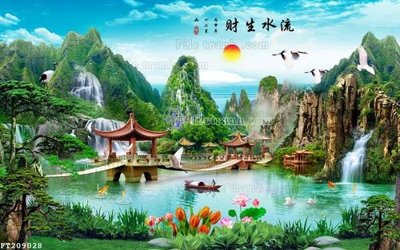 Tải file File in tranh tường 3D FT209028 (gốc) chủ đề hoa sen