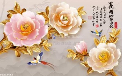 File gốc File in tranh tường 3D FT209442 (in lụa) họa tiết 3D