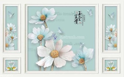 File in lụa File in tranh tường 3D FT210503 (tân cổ điển) File in tranh tường 3D FT210503