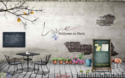 Download file gốc File psd tường quán cà phê FT2134 (in mica) trong suốt