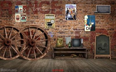 Ảnh gốc File psd tường quán cà phê FT2206 (độ nét cao) in tráng gương