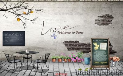 File tranh gốc File psd tường quán cà phê FT2212 (sắc nét từng chi tiết)