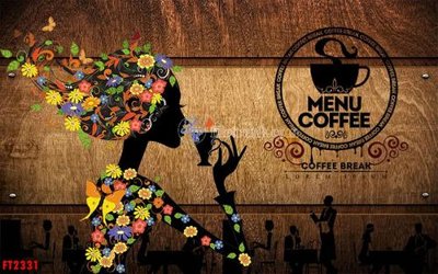File tranh File psd tường quán cà phê FT2331 (gốc) chủ đề trẻ em
