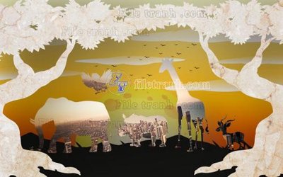 File gốc in tráng gương File in tranh tường hiện đại FT23350 chi tiết