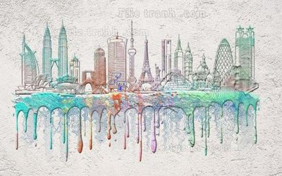 File tranh gốc File in tranh tường hiện đại FT24016 (bản quyền) file PSD