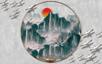 File tranh in trần 3D File in tranh tường hiện đại FT24018 (ảnh gốc)