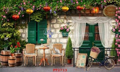 Download file gốc File psd tường quán cà phê FT2713 (in lụa) tranh 3D