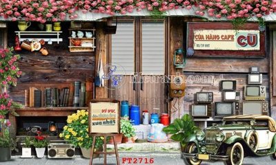 Hình ảnh file gốc in trần nhà File psd tường quán cà phê FT2716