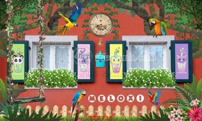 File ảnh gốc File psd tường quán cà phê FT2718 (chuyên in mica)