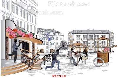 File tranh File psd tường quán cà phê FT2908 (ảnh gốc) cho in ấn kỹ thuật số