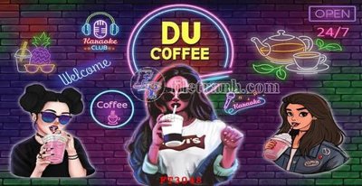 File tranh File psd tường quán cà phê FT3048 (gốc) chủ đề con người