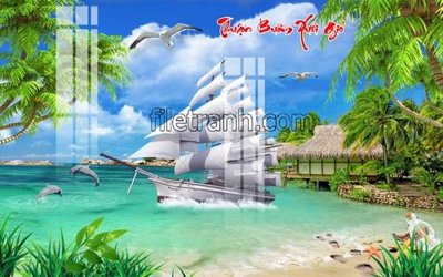 File tranh File tranh thuận buồm xuôi gió FTB140 (gốc) phong cách tối giản