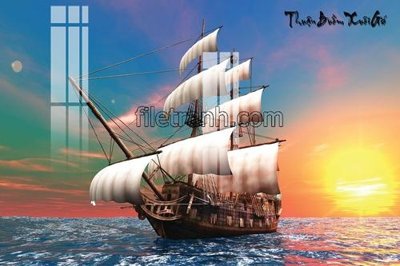 Ảnh gốc file in lụa File tranh thuận buồm xuôi gió FTB173 chi tiết