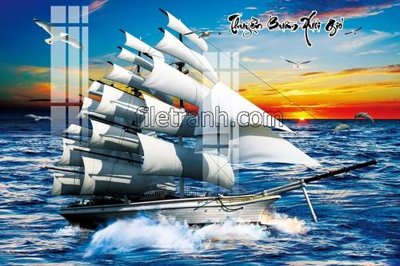 File in trần File tranh thuận buồm xuôi gió FTB191 (file gốc) hoa văn 3D