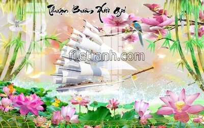 File in trần File tranh thuận buồm xuôi gió FTB195 (file gốc) hoa văn 3D