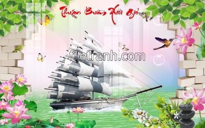 File gốc File tranh thuận buồm xuôi gió FTB196 (in lụa) họa tiết 3D