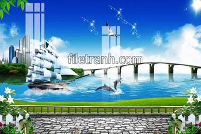 File PSD File tranh thuận buồm xuôi gió FTB222 (gốc) tách lớp chi tiết