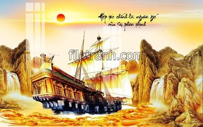 File tranh gốc in trần nhà File tranh thuận buồm xuôi gió FTB32 3D