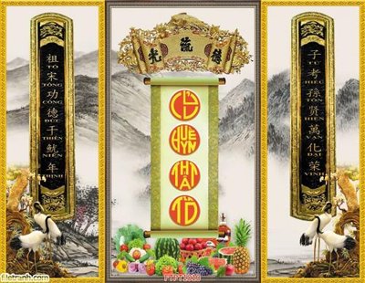 File tranh File tranh phòng thờ FTPT1010 (bản gốc) in lụa dán tường