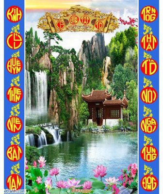 File in trần File tranh phòng thờ FTPT1037 (bản gốc) hoa văn