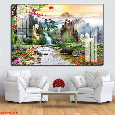 File gốc Tranh sơn thủy thác nước FTPT2018 (cho in ấn) từ kho Filetranh