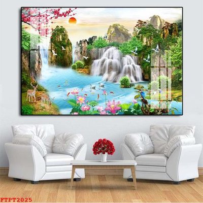 File gốc Tranh sơn thủy thác nước FTPT2025 (PSD/TIFF) độ phân giải cao