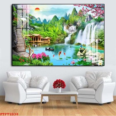 File tranh Tranh sơn thủy thác nước FTPT2038 (gốc) chủ đề thành phố