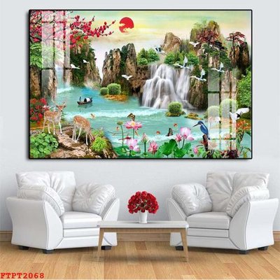 File gốc Tranh sơn thủy thác nước FTPT2068 (bản quyền) cho in ấn