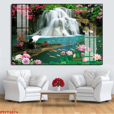 File gốc Tranh sơn thủy thác nước FTPT2074 (in ấn) màu sắc trung thực