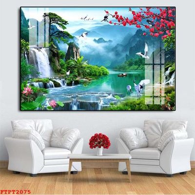 Tệp tin gốc Tranh sơn thủy thác nước FTPT2075 (chất lượng cao) Tranh sơn thủy thác nước FTPT2075