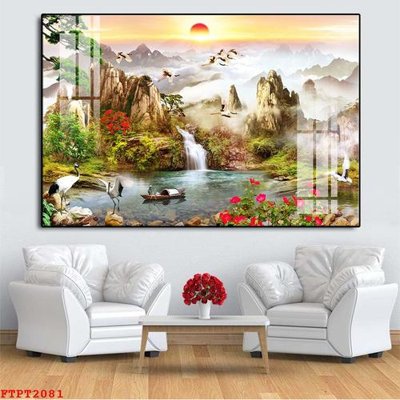 Download file Tranh sơn thủy thác nước FTPT2081 (chất lượng in ấn)