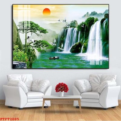 Tải file gốc Tranh sơn thủy thác nước FTPT2085 (in không vỡ ảnh)
