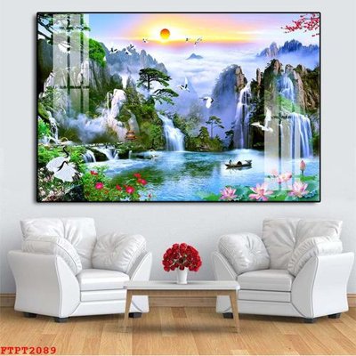 Tệp tin gốc Tranh sơn thủy thác nước FTPT2089 (chất lượng) Tranh sơn thủy thác nước FTPT2089