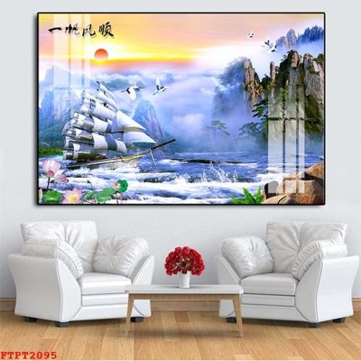 Cung cấp file tranh gốc Tranh sơn thủy thác nước FTPT2095 độc quyền